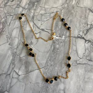 J Crew Gold Blue Crystal Necklace